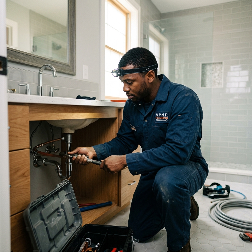 Professional Plumber at Work